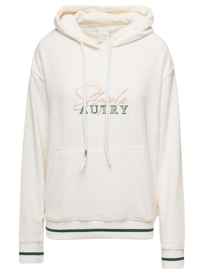 AUTRY WHITE HOODIE WITH LOGO X STAPLE EMBROIDERY IN COTTON