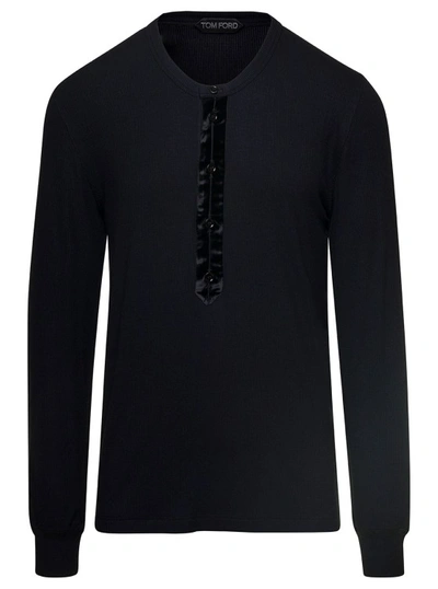 Tom Ford Seraph Collar In Velvet With Buttons In Black
