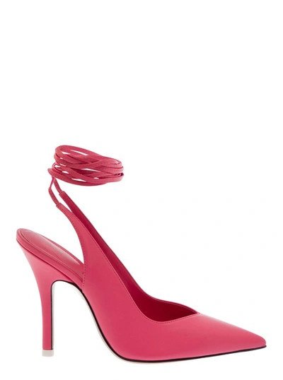ATTICO POINTED TOE PUMPS WITH STRAP DETAIL IN PINK LEATHER