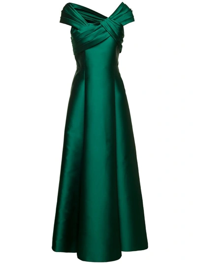 Alberta Ferretti Down Shoulders Long Dress In Green