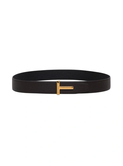 Tom Ford Reversible Brown And Black Leather T Belt