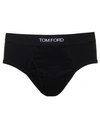 Tom Ford Black Briefs With Logged Waistband In Cotton Stretch