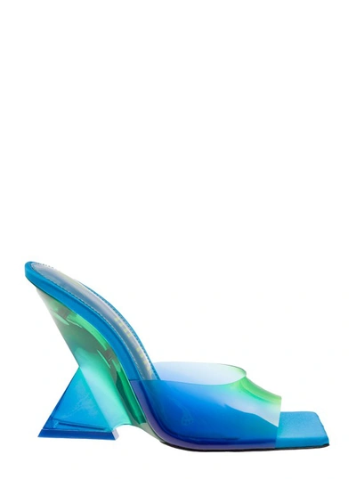 ATTICO CHEOPE' DEGRADE BLUE MULES WITH PYRAMIDAL WEDGE IN PVC