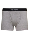 TOM FORD GREY BOXER BRIEF WITH ELASTICATED LOGGED WAISTBAND IN COTTON STRETCH
