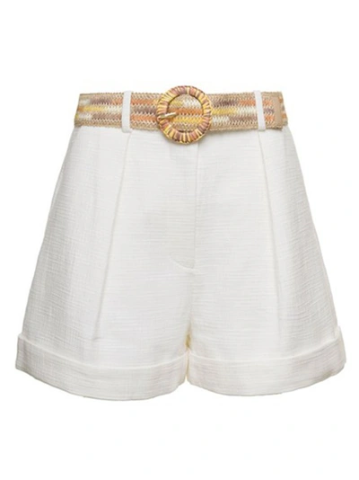 Zimmermann Devi High-rise Cotton Shorts In Weiss