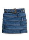 Andersson Bell Dua Light Blue Mini-skirt With Multi-waist Effect And Belt In Cotton Denim Woman In Blue