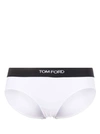 TOM FORD SIGNATURE BOY SHORT' WHITE BRIEF WITH LOGO WAISTBAND IN STRETCH-JERSEY