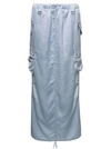 COPERNI LIGHT BLUE CARGO SKIRT WITH DRAWSRTRING IN SATIN VISCOSE