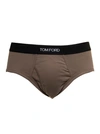 Tom Ford Logo Cotton Briefs In Brown