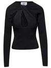 COPERNI BLACK LONG-SLEEVE TOP WITH TWISTED CUT-OUT DETAIL IN VISCOSE