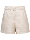 Self-portrait Lurex Boucle Shorts In Neutrals