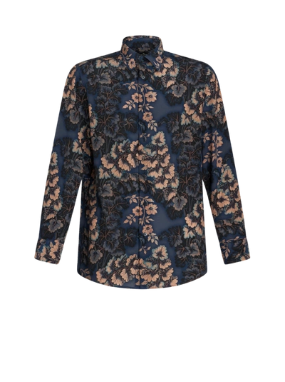 Etro Floral-print Silk Shirt In Blue