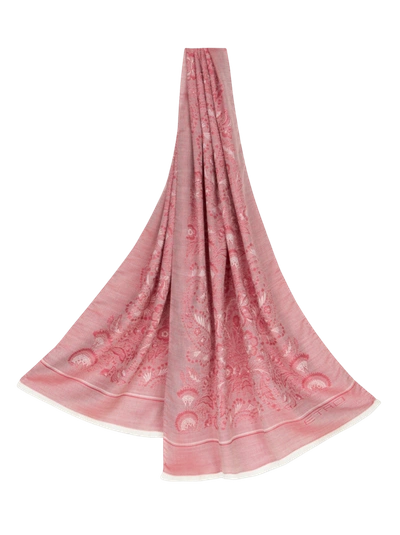 Etro Silk And Wool Jacquard Scarf In Pink