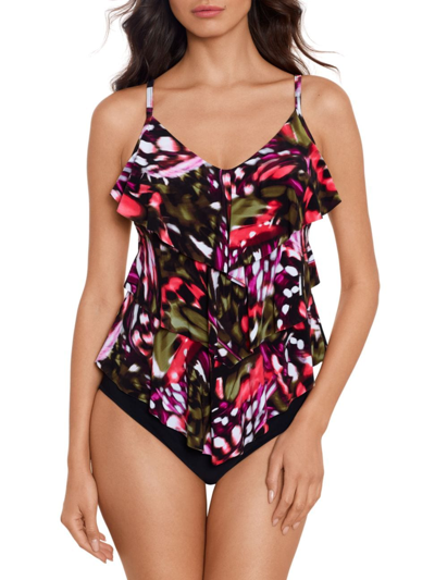 Magicsuit Swim, Plus Size Women's Rita Tankini Top In Black Multi