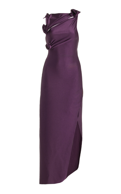 Coperni Exclusive Rosette-embellished Jersey Gown In Burgundy