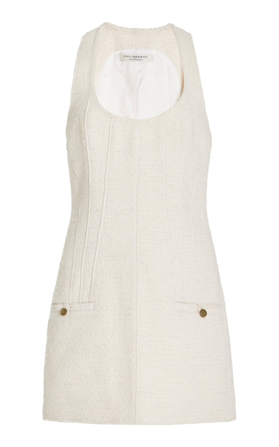 Philosophy Di Lorenzo Serafini Boucle-tweed Mini Dress In Weiss