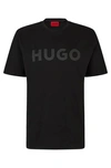 Hugo 콘트라스트 로고 디테일 코튼 저지 레귤러 핏 티셔츠