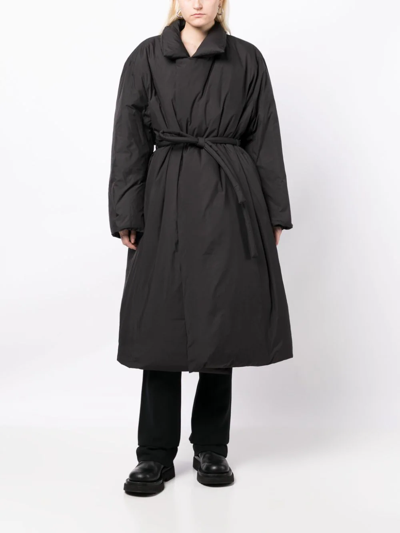 Amomento Tied-waist Padded Down Coat In Black