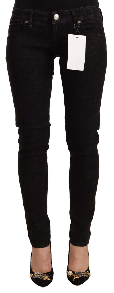 Acht Black Cotton Low Waist Skinny Denim Women's Jeans