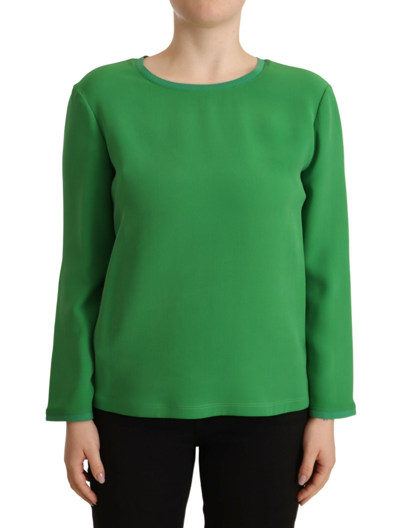 ARMANI COLLEZIONI ARMANI ELEGANT SILK LONG SLEEVE SWEATER IN LUSH WOMEN'S GREEN