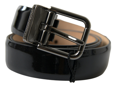 DOLCE & GABBANA DOLCE & GABBANA ELEGANT BLACK LEATHER BELT WITH METAL MEN'S BUCKLE