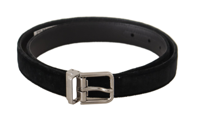 DOLCE & GABBANA DOLCE & GABBANA ELEGANT BLACK VELVET DESIGNER MEN'S BELT