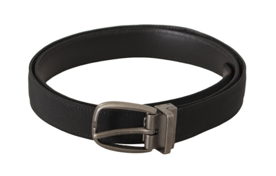 Dolce & Gabbana Black Suede Leather Silver Metal Buckle Belt