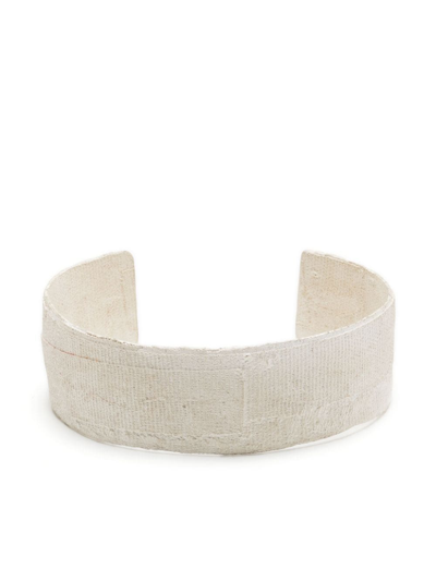 Detaj Textured Cuff Bracelet In White