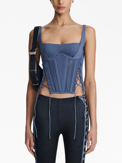 Dion Lee Laced Openwork Corset In Storm Blue