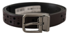 Dolce & Gabbana Dark Purple Perforated Leather Metal Buckle Belt In Purple
