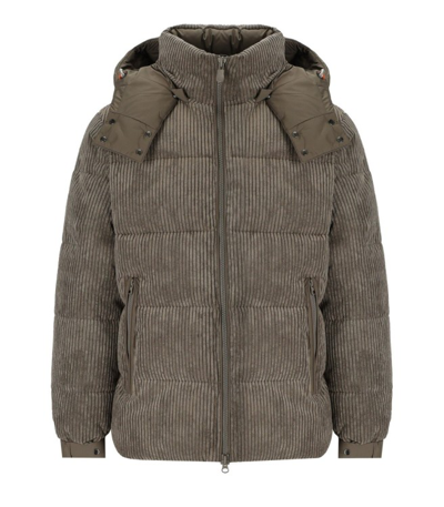 SAVE THE DUCK ALBUS MUD GREY HOODED PADDED JACKET