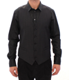 Dolce & Gabbana Black Striped Wool Single Breasted Vest In Gray