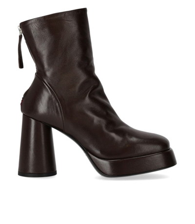 HALMANERA LARA DARK BROWN HEELED ANKLE BOOT