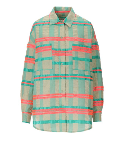 Essentiel Antwerp Daydream Check Overshirt Jacket In Blue