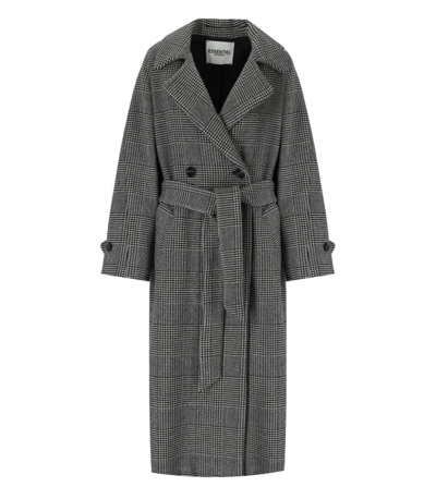 Essentiel Antwerp Economist Black And White Oversize Coat In Grey