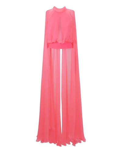 Gemy Maalouf High-neckline Top And Mermaid Cut Skirt - Sets In Pink