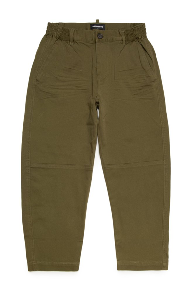 Dsquared2 Kids Logo Plaque Tapered Trousers In Green