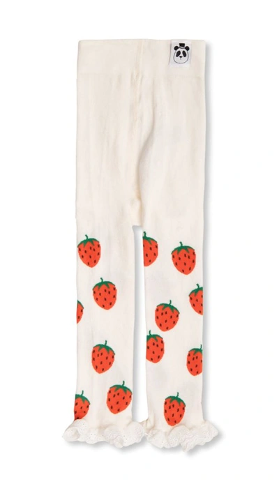 Mini Rodini Logo Patch Strawberry Patterned Leggings In Multi