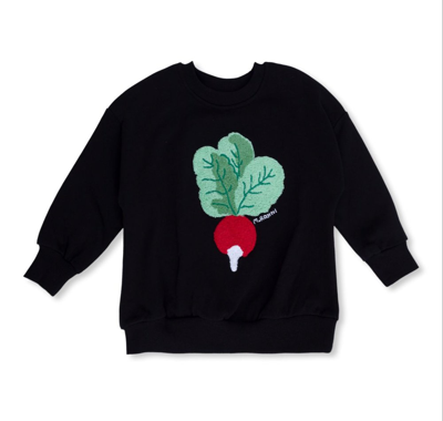 Mini Rodini Kids' Radish Embroidered Cotton Sweatshirt In Black