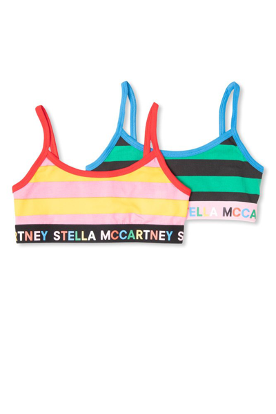 Stella Mccartney Kids Colour Blocked Cropped Bralettes Set In Multi