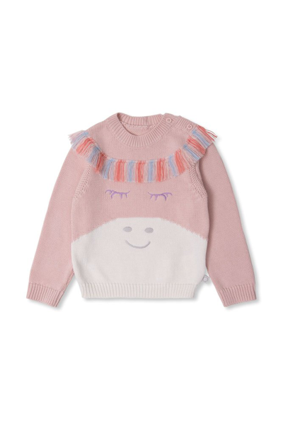 Stella Mccartney Kids Frayed Detail Crewneck Jumper In Pink