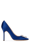 Manolo Blahnik Hangisi 90 Satin Pumps With Fmc Crystal Buckle