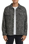 Frame Tweed Textured Regular Fit Overshirt In Grey