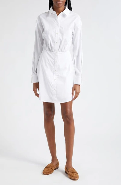 Veronica Beard Rae Button Detail Mini Shirtdress In White