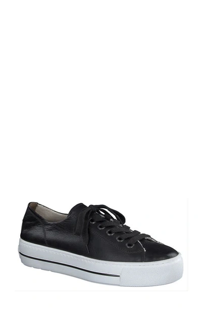 Paul Green Women's Bixby Low Top Platform Trainers In Black Leather