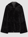 Joseph Womens Black Reversible Relaxed-fit Shearling Hooded Jacket In Black