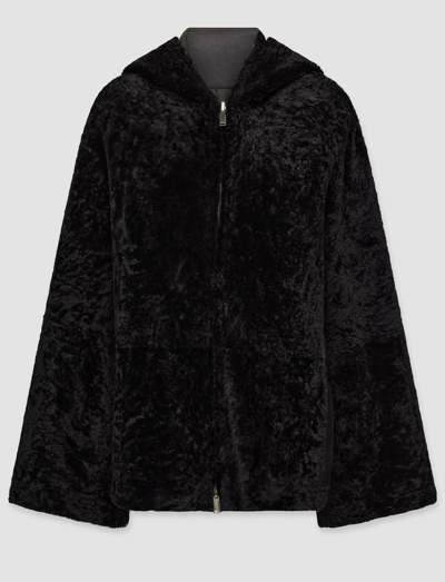 Joseph Reversible Shearling Cosser Coat In Black