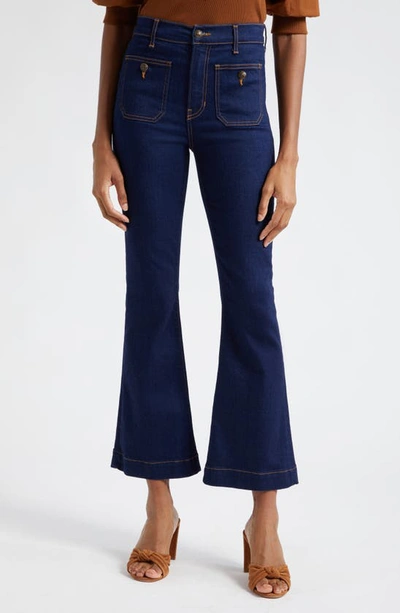 Veronica Beard Carson High-rise Flared Jeans In Oxford