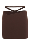 Andreädamo Stretch Viscose Knit Mini Skirt In Brown