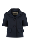 Herno Single-breasted Cotton Blazer In Blue